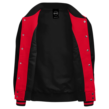Casual Red and Black Varsity Jacket
