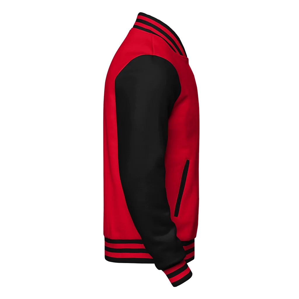 Casual Red and Black Varsity Jacket