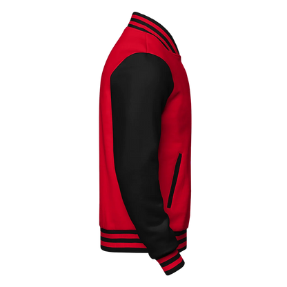 Casual Red and Black Varsity Jacket