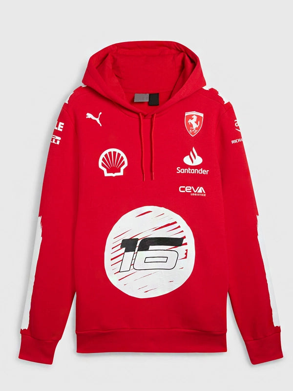red ferrari f1 hoodie charles leclerc fan outfit
