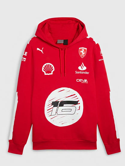 red ferrari f1 hoodie charles leclerc fan outfit
