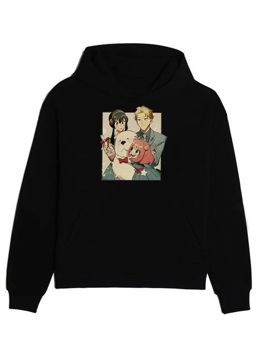 Spy x Family anime hoodie black pullover with cozy fleece