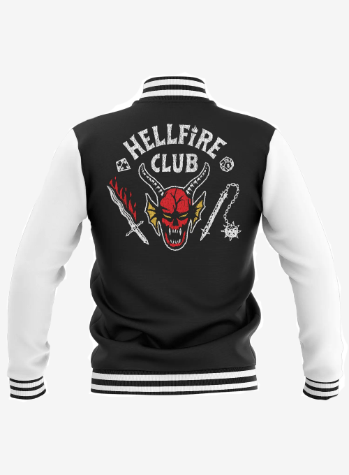 Hellfire Club Vintage Varsity Jacket Stranger Things wool leather baseball style