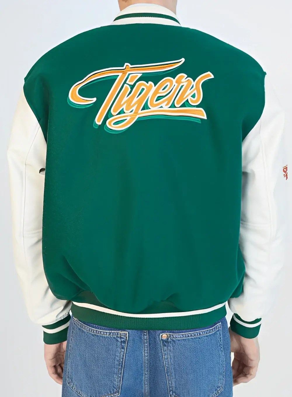 Hawkins High Tigers Varsity Jacket inspired by Stranger Things, wool body with leather sleeves