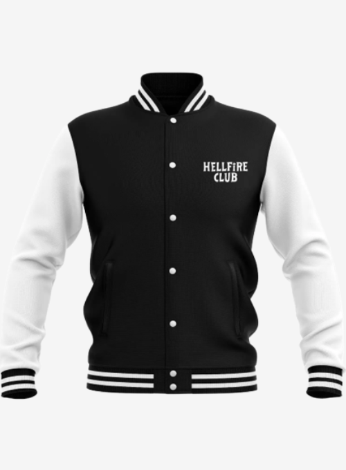 Hellfire Club Vintage Varsity Jacket Stranger Things wool leather baseball style
