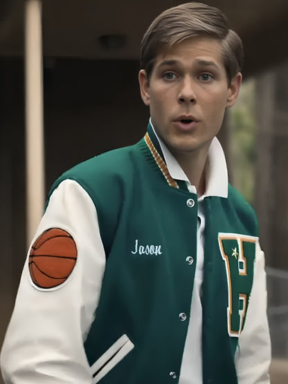 Green and white Stranger Things varsity jacket inspired by Season 4
