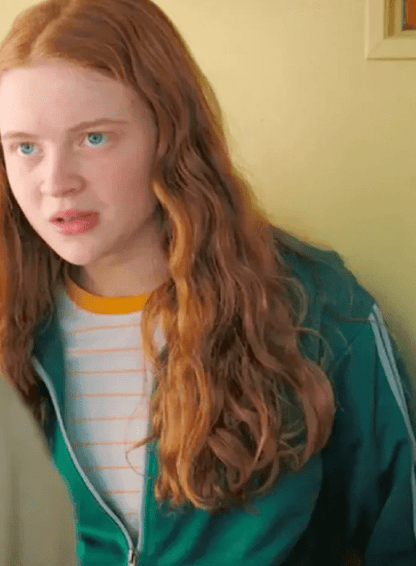 Max Mayfield green tracksuit Stranger Things retro 80s outfit style