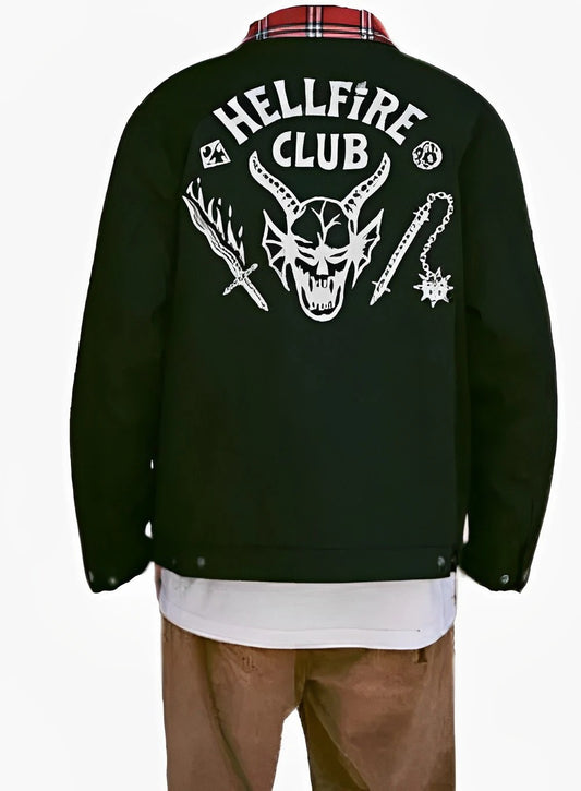 Hellfire Club Plaid Collar Jacket Stranger Things wool graphic varsity