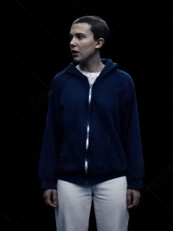 Eleven blue zip hoodie Stranger Things season 4 fleece jacket