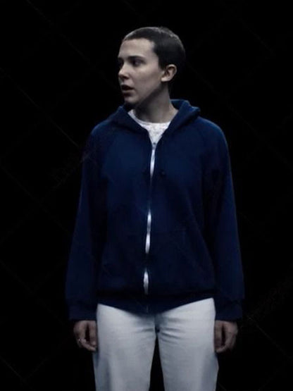 Eleven blue zip hoodie Stranger Things season 4 fleece jacket
