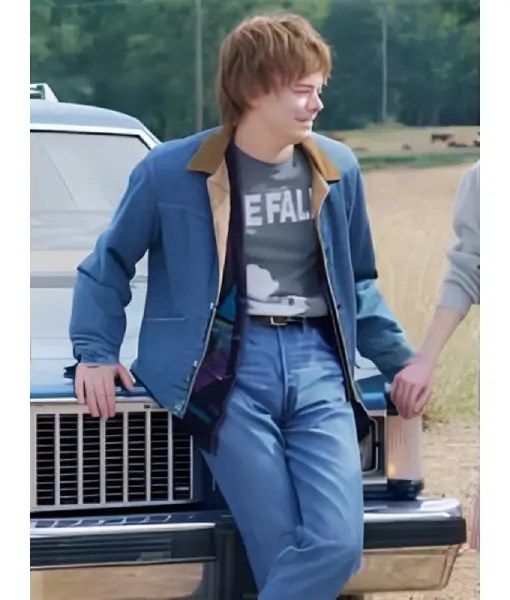 Jonathan Byers Stranger Things S5 sherpa-lined blue denim jacket