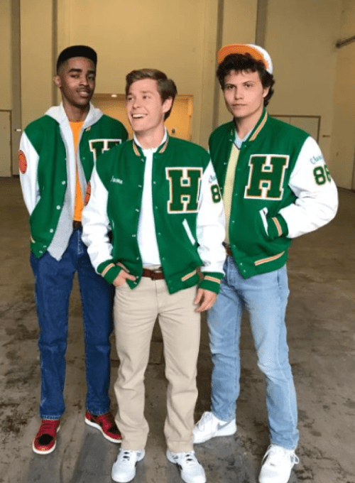 Green and white Stranger Things varsity jacket inspired by Season 4