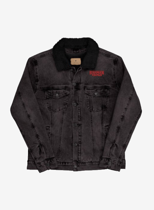 Upside Down Stranger Things unisex sherpa-lined denim jacket