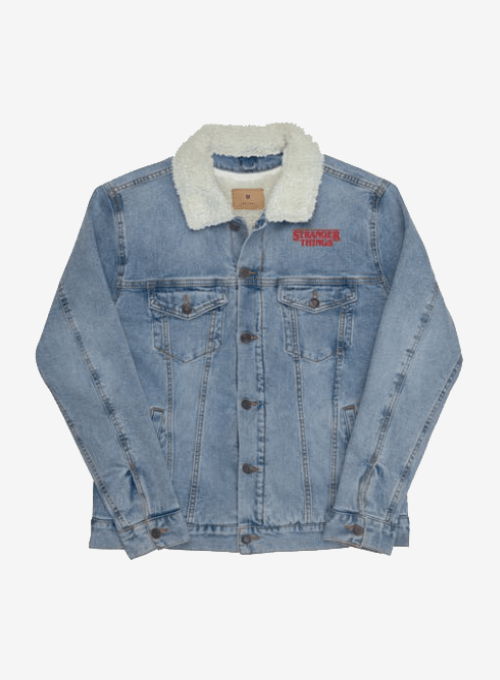 Upside Down Stranger Things unisex sherpa-lined denim jacket