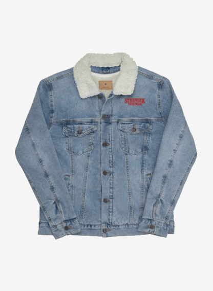 Upside Down Stranger Things unisex sherpa-lined denim jacket