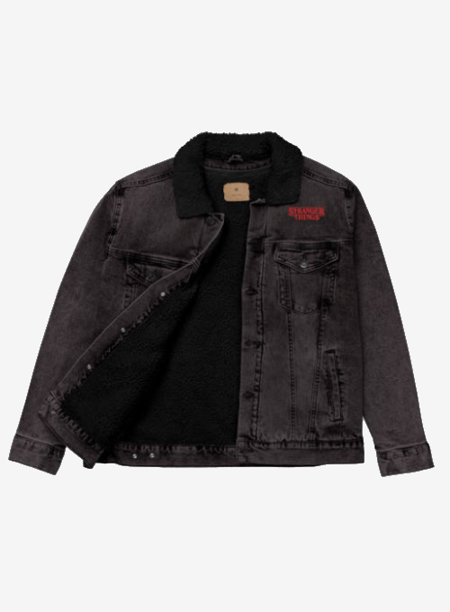 Upside Down Stranger Things unisex sherpa-lined denim jacket