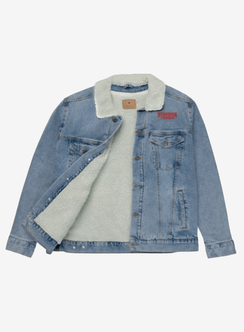 Upside Down Stranger Things unisex sherpa-lined denim jacket