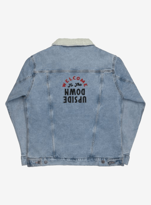 Upside Down Stranger Things unisex sherpa-lined denim jacket
