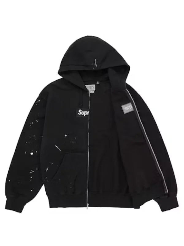 Supreme MM6 Maison Margiela Box Logo ZIP Up Hooded Sweatshirt Black