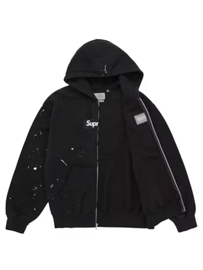 Supreme MM6 Maison Margiela Box Logo ZIP Up Hooded Sweatshirt Black