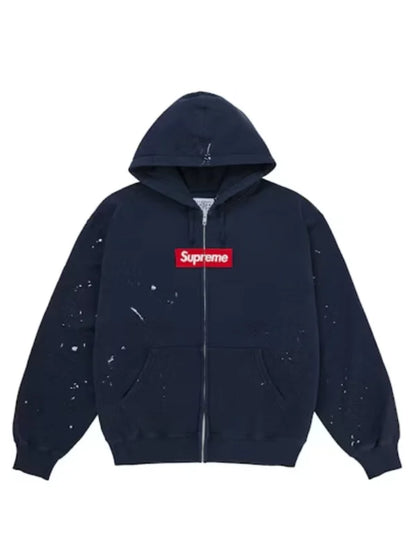 Supreme MM6 Maison Margiela Box Logo Zip Up Hooded Sweatshirt Navy