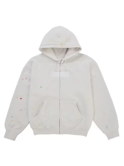 Supreme MM6 Maison Margiela Box Logo Zip Up Hooded Sweatshirt White