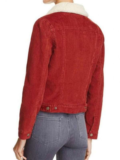 Nancy Wheeler Red Corduroy Jacket – Stranger Things Shearling Collar