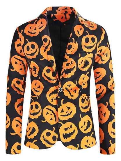 Halloween Party Pumpkin Orange Black Blazer – Spooky Suiting Fabric Costume Blazer | Arna Luxe