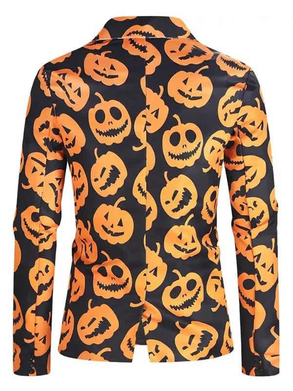 Halloween Party Pumpkin Orange Black Blazer – Spooky Suiting Fabric Costume Blazer | Arna Luxe