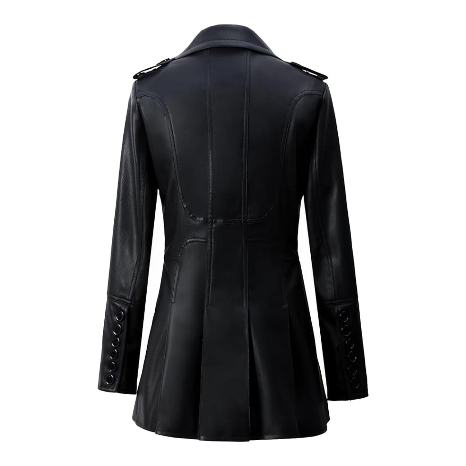 Black leather coat on a white background