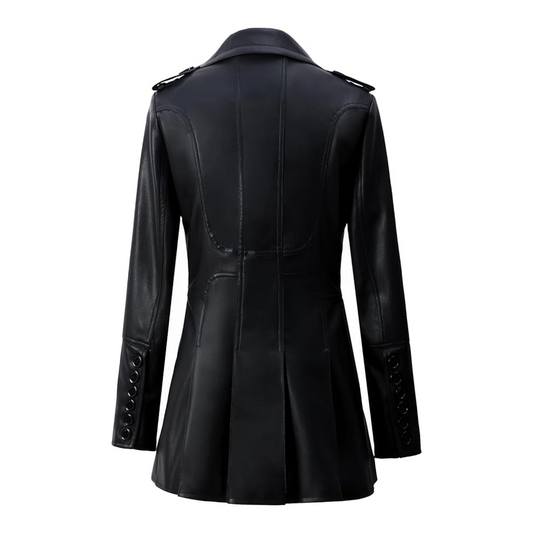 Black leather coat on a white background