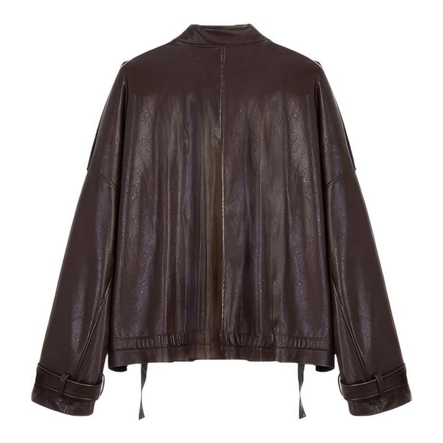 Brown leather jacket on a white background