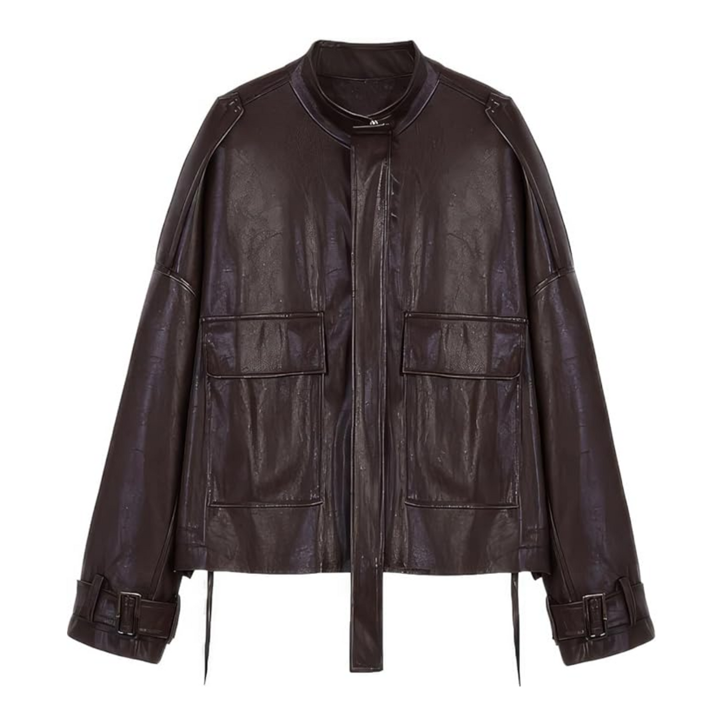 Brown leather jacket on a white background