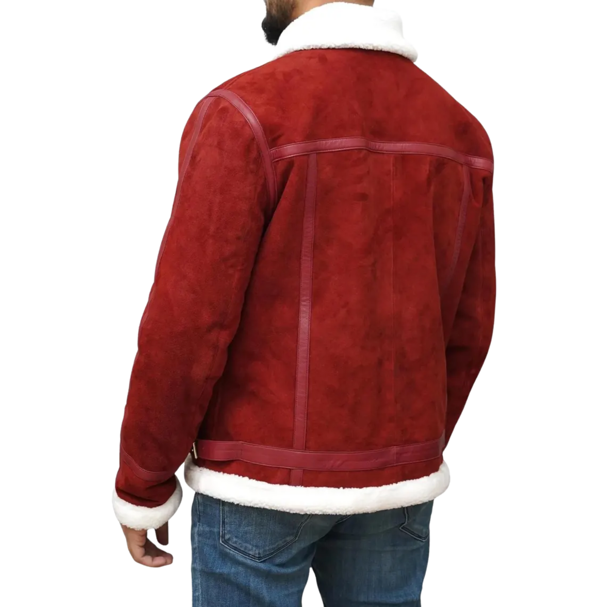 Ryan Reynolds Spirited Red Suede Jacket with Sherpa Lining