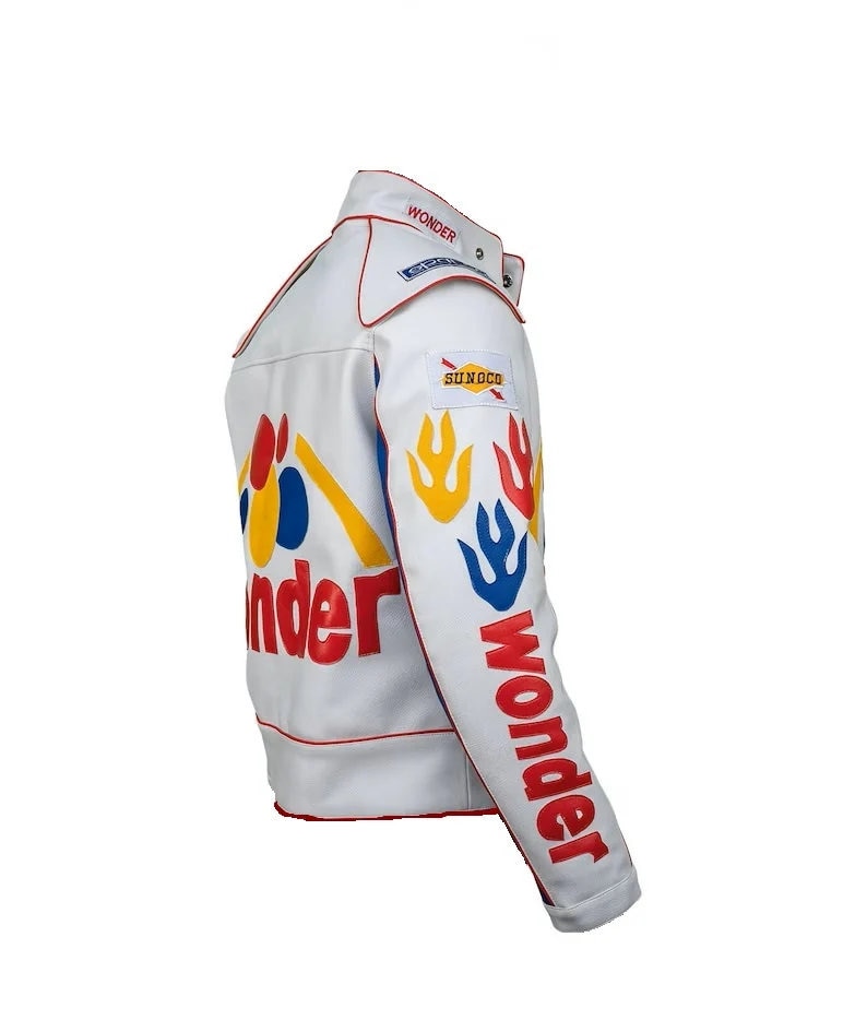 Ricky Bobby Wonder Bread Jacket – Talladega Nights Halloween Costume Faux Leather Racing Outfit