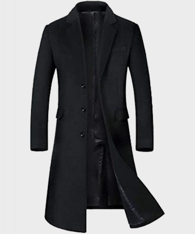 Winter Mens Black Gentlemen Trench Coat
