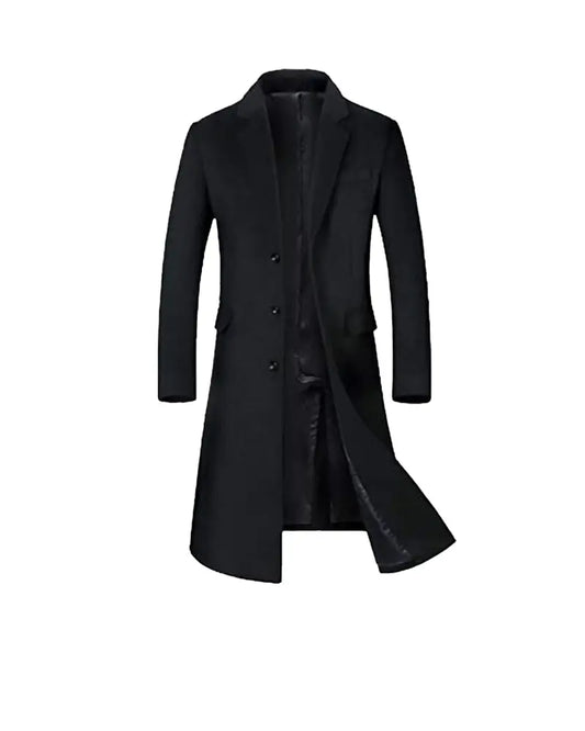 Winter Mens Black Gentlemen Trench Coat