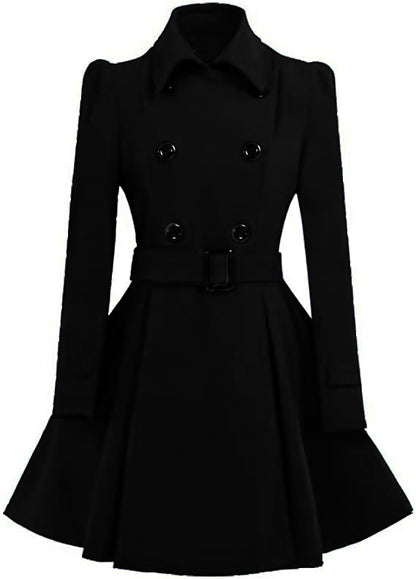 Women’s double breasted swing pea coat – elegant winter outerwear by Arna Luxe
