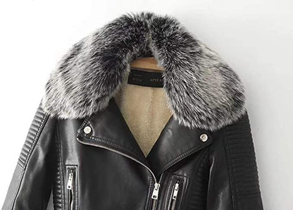 Women’s Shearling Quilted Motorcycle Jacket