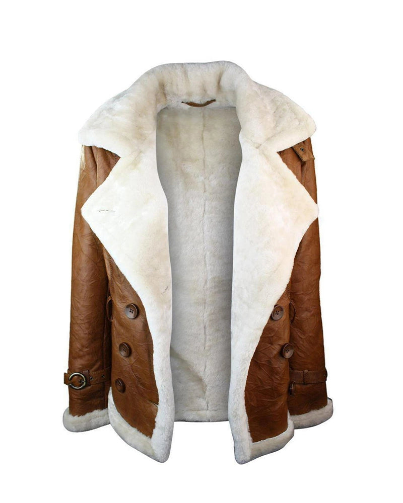 Women’s Tan Brown Double Breasted Shearling Jacket