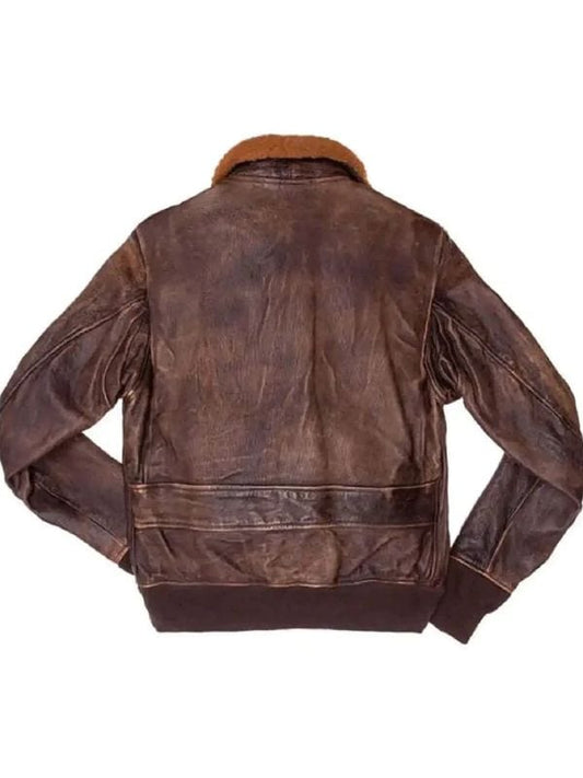 Aviator G-1 Flight Brown Distressed Leather Bomber Jacket