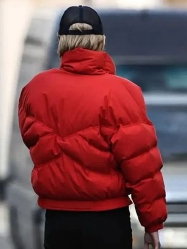 Princess Diana red puffer jacket inspired by The Crown Season 5, royal winter quilted coat for women