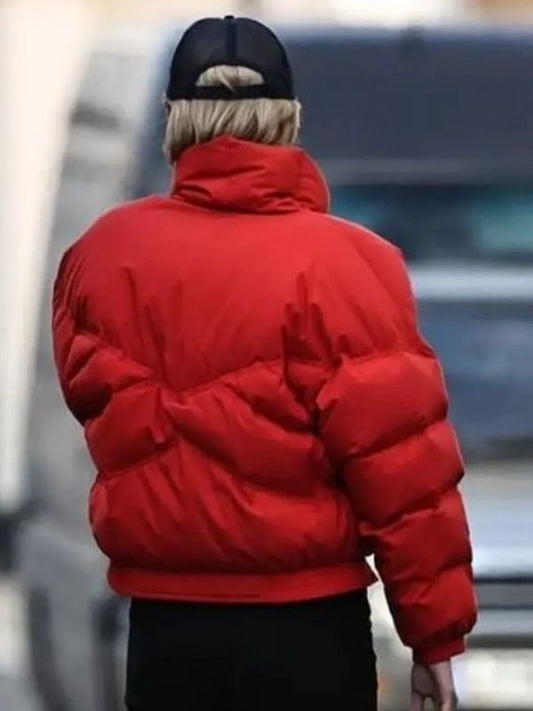 Princess Diana red puffer jacket inspired by The Crown Season 5, royal winter quilted coat for women