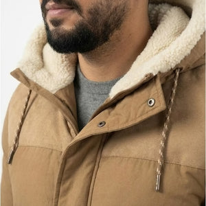 Men’s Shasta Down Shearling Hooded Puffer Jacket