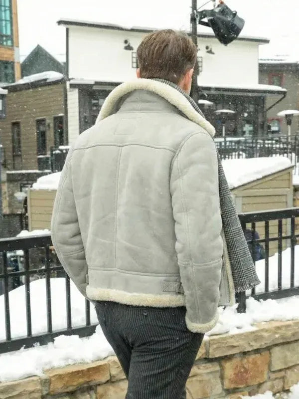 James Van Der Beek Grey Shearling Bomber Jacket