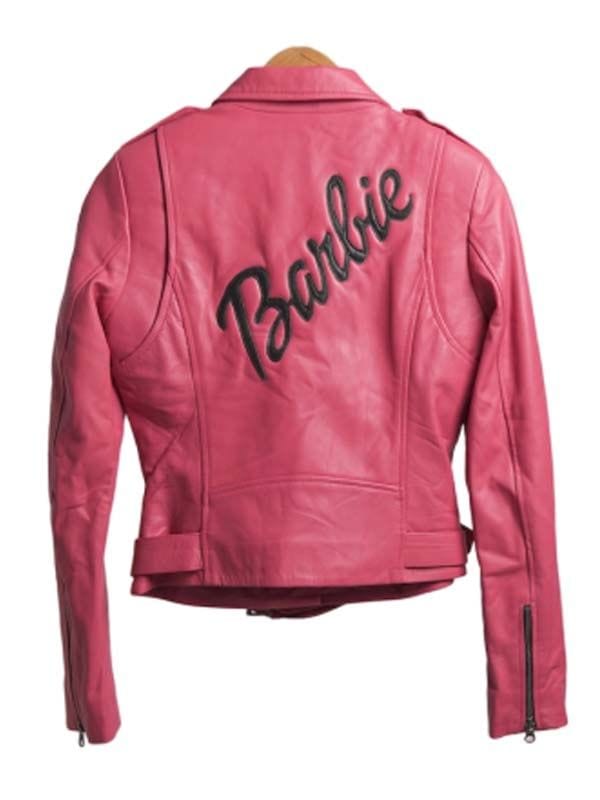 Barbie Pink Biker Style Leather Jacket for Women