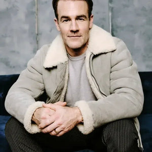 James Van Der Beek Grey Shearling Bomber Jacket