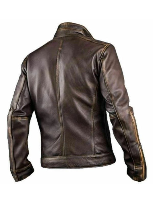 “Men’s Brown Café Racer Jacket – Genuine Leather Motorcycle Style by Arna Luxe”