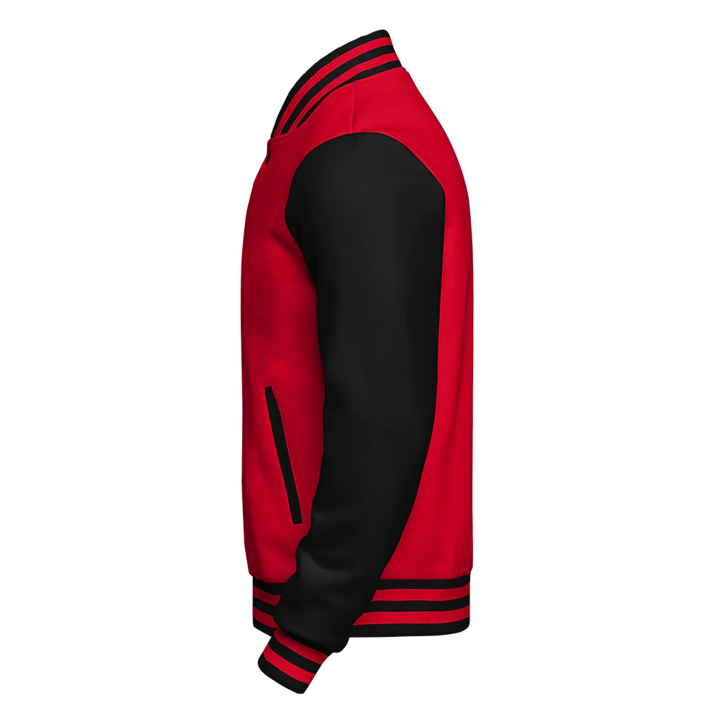 Casual Red and Black Varsity Jacket