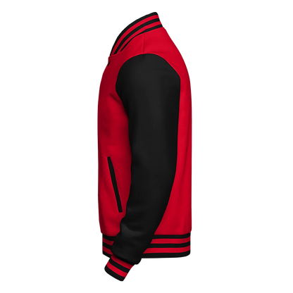 Casual Red and Black Varsity Jacket